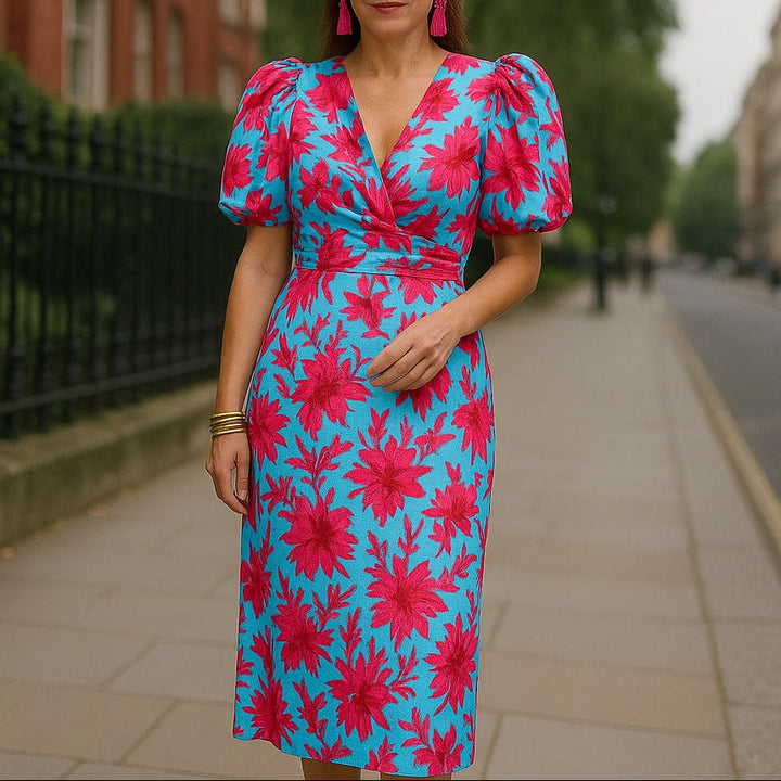 Noor™ - Mid-Length Dress with Puff Sleeves