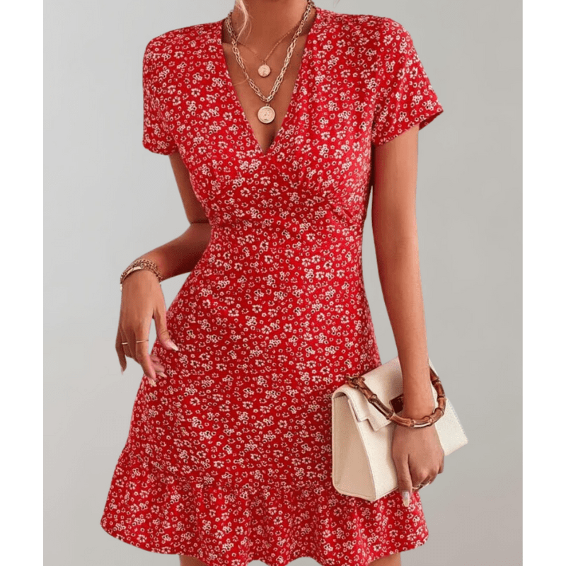 Daria Floral Dress for Women – Flowing Hem, V-Neck and Discreet Waist by Looksy