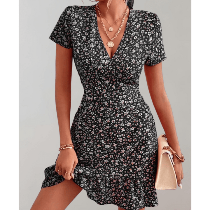 Daria Floral Dress for Women – Flowing Hem, V-Neck and Discreet Waist by Looksy