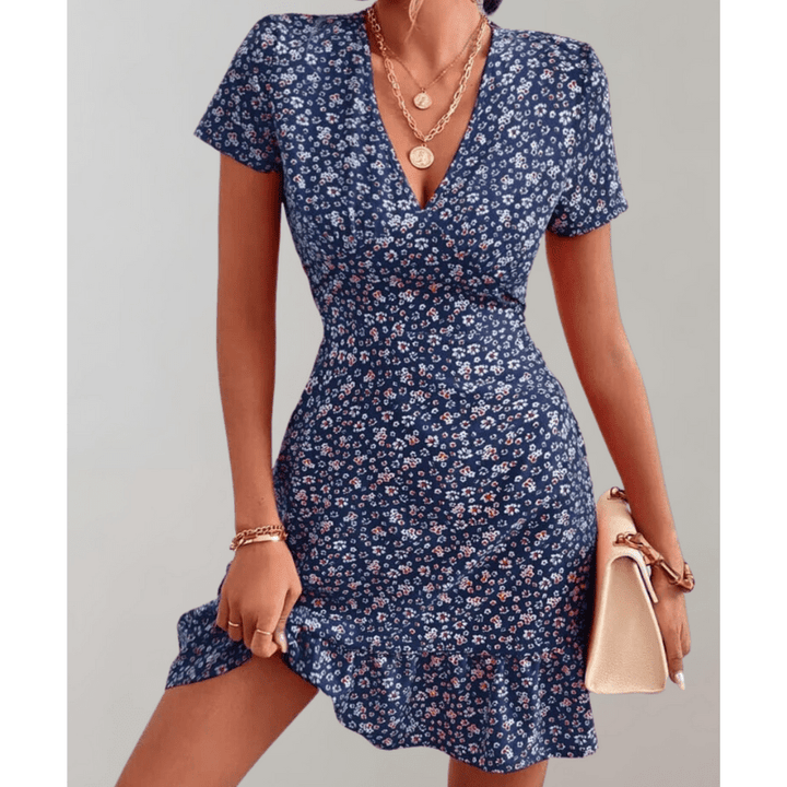 Daria Floral Dress for Women – Flowing Hem, V-Neck and Discreet Waist by Looksy