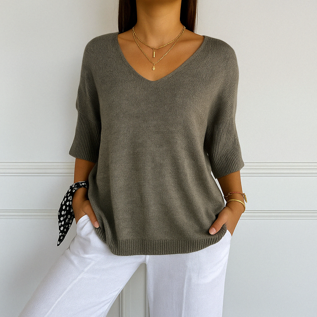 Coraline Women's V-Neck Sweater – Fine Knit, Soft & Elegant for a Refined Style