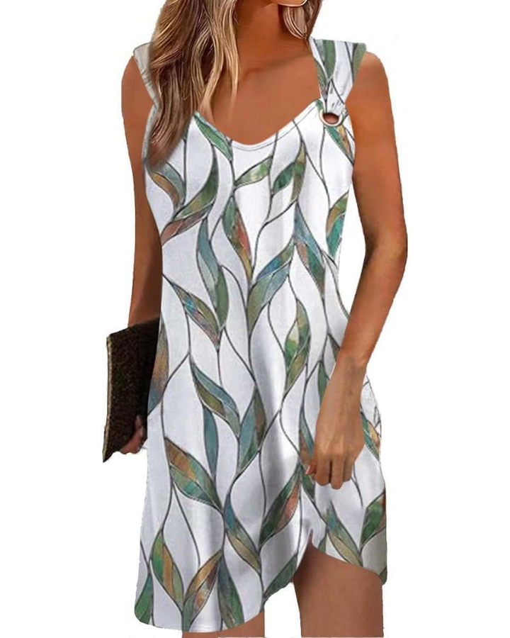 Gilly Women's Dress – Sleeveless V-Neck, Fluid Straight Cut & Elegant Summer Style