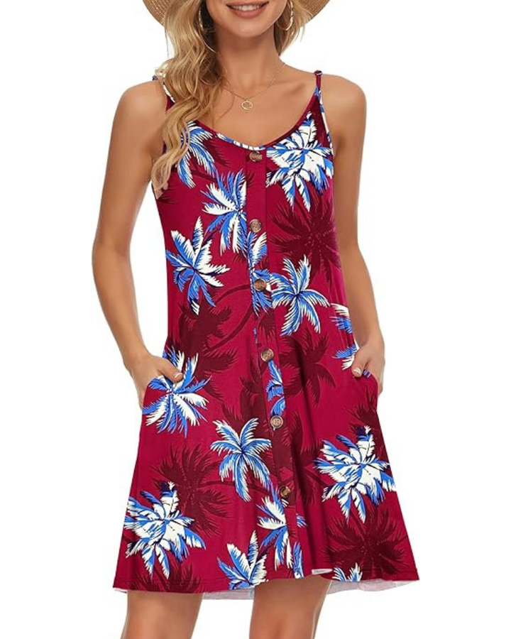 Gabbie Summer Dress for Women – Adjustable Thin Straps, V-Neck & Fluid Cut with Pockets for the Beach