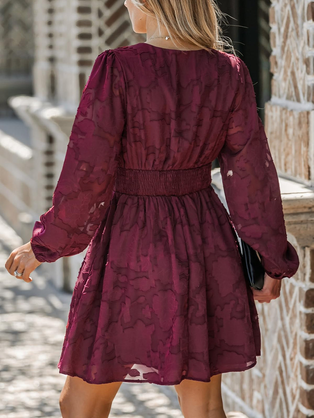 Virelle Dress Cupshe Women – Floral Lace V-Neck, Long Sleeves & Elegant A-Line Cut