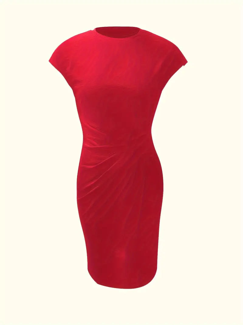 Mylène Midi Dress for Women – Elegant Flattering Cut & Round Neck, Available in Multiple Colors