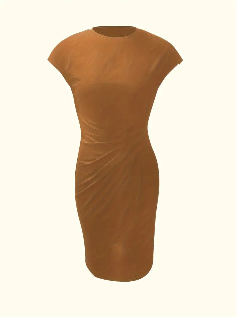 Mylène Midi Dress for Women – Elegant Flattering Cut & Round Neck, Available in Multiple Colors