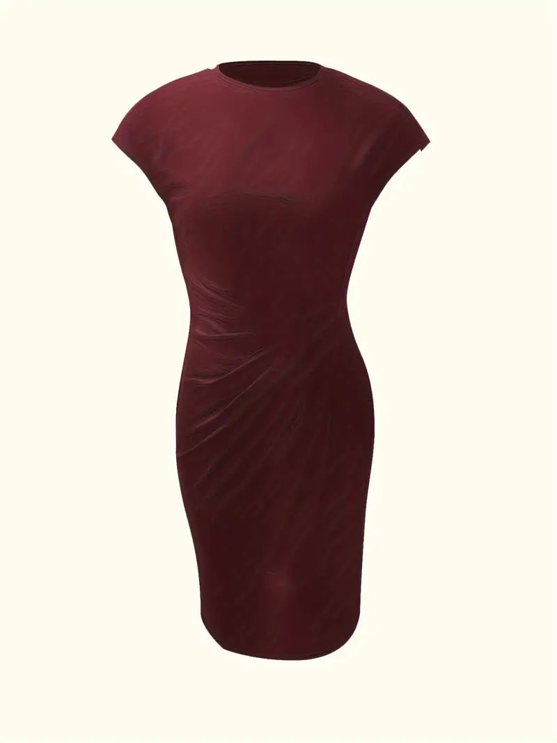 Mylène Midi Dress for Women – Elegant Flattering Cut & Round Neck, Available in Multiple Colors