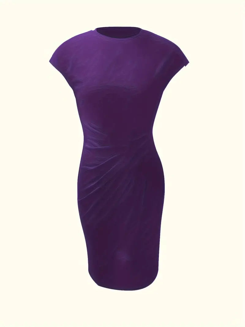 Mylène Midi Dress for Women – Elegant Flattering Cut & Round Neck, Available in Multiple Colors