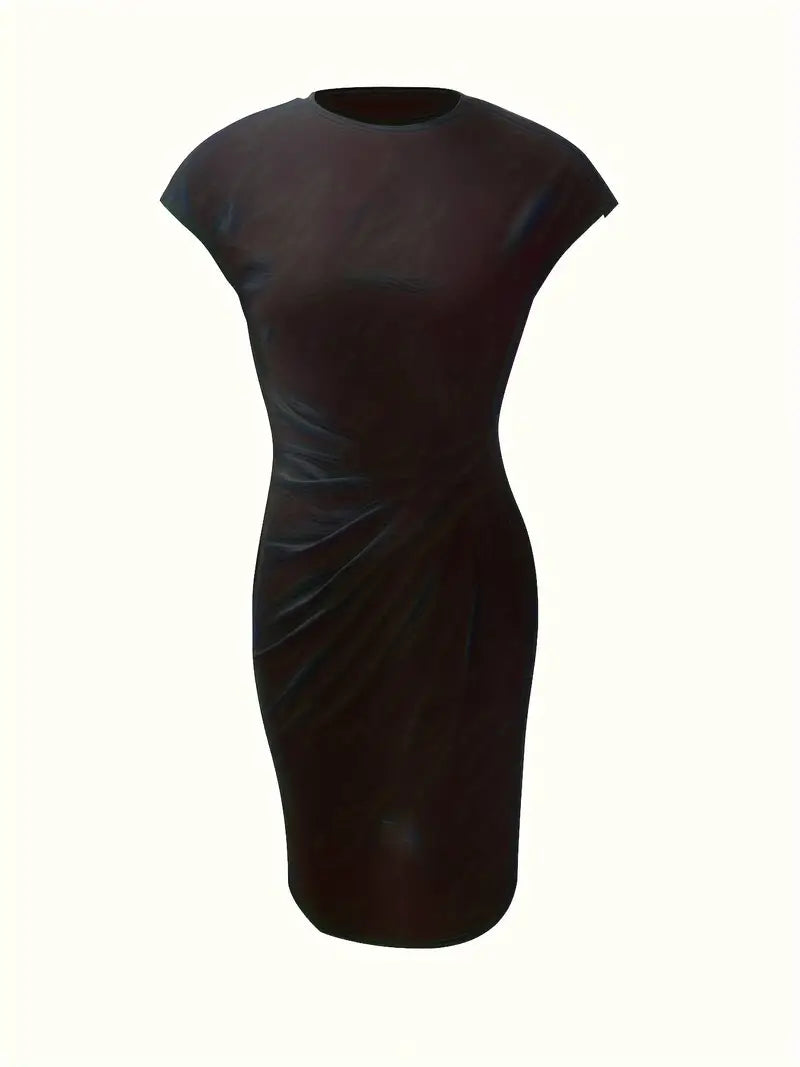 Mylène Midi Dress for Women – Elegant Flattering Cut & Round Neck, Available in Multiple Colors