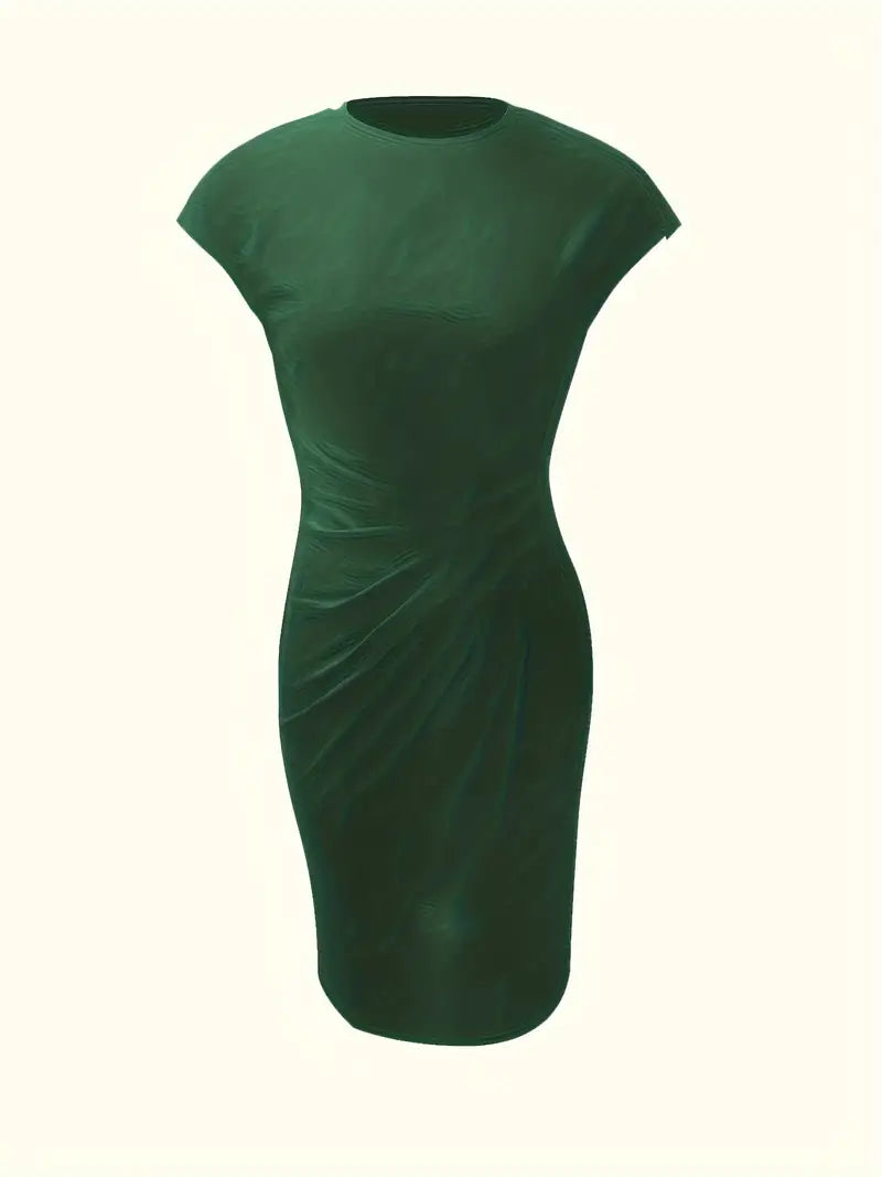Mylène Midi Dress for Women – Elegant Flattering Cut & Round Neck, Available in Multiple Colors