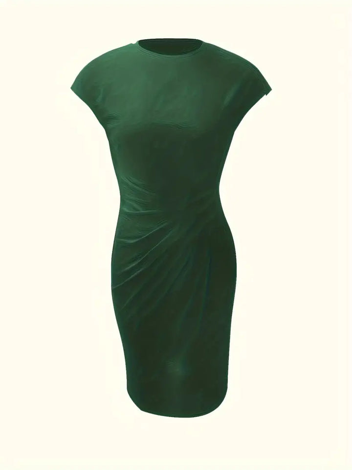 Mylène Midi Dress for Women – Elegant Flattering Cut & Round Neck, Available in Multiple Colors