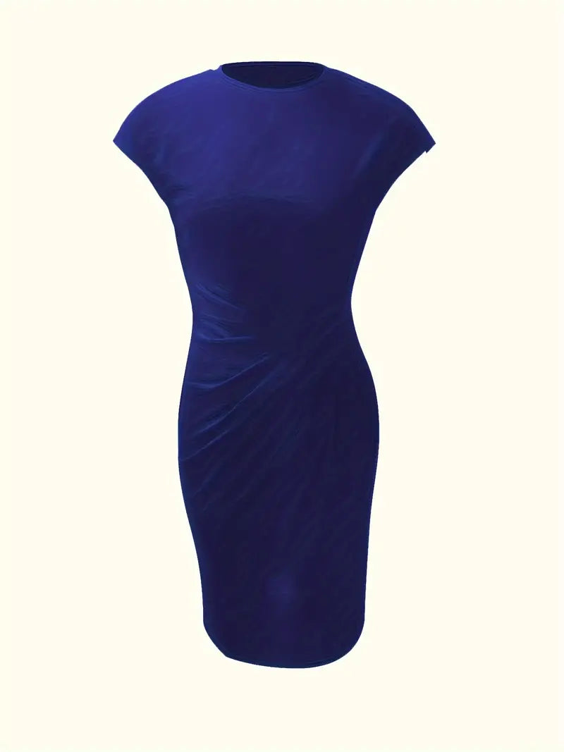 Mylène Midi Dress for Women – Elegant Flattering Cut & Round Neck, Available in Multiple Colors