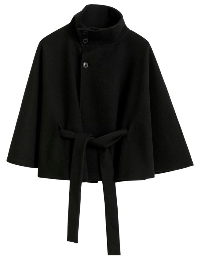 Ivanna Women's Wool Coat – Elegant High Collar with Removable Belt & Relaxed Fit