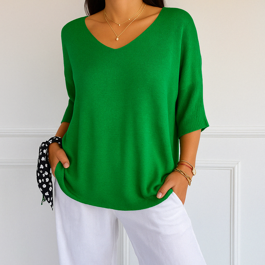 Coraline Women's V-Neck Sweater – Fine Knit, Soft & Elegant for a Refined Style