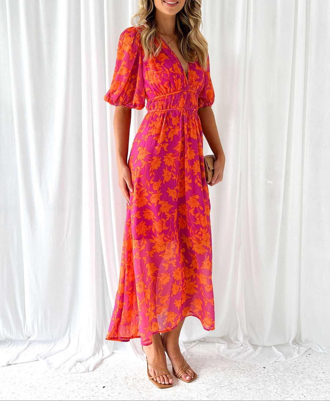 Luna™ - Modern Floral Midi Dress