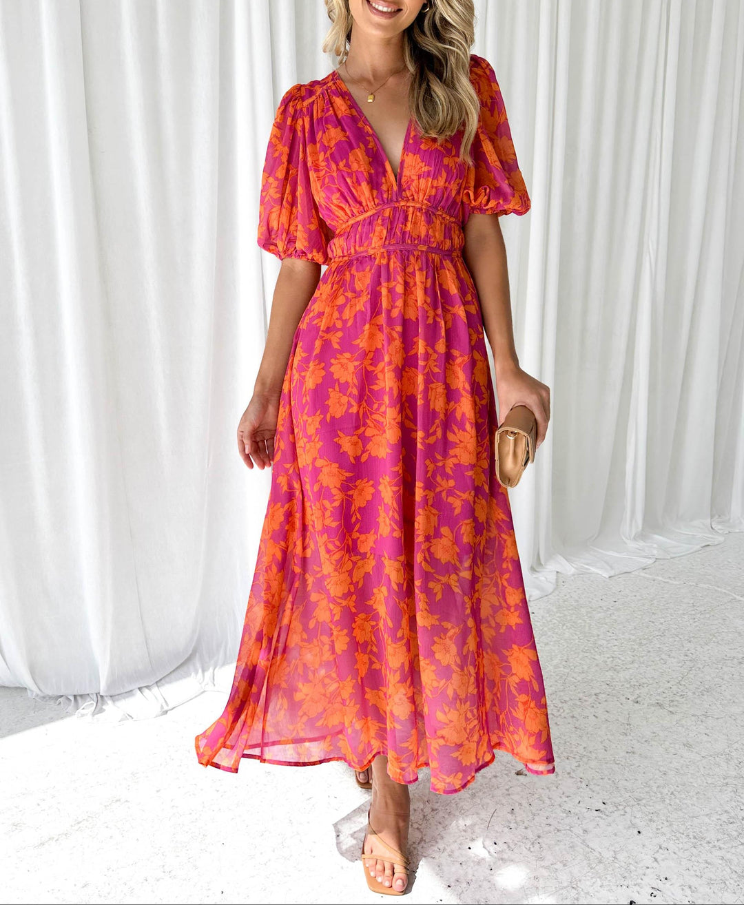 Luna™ - Modern Floral Midi Dress