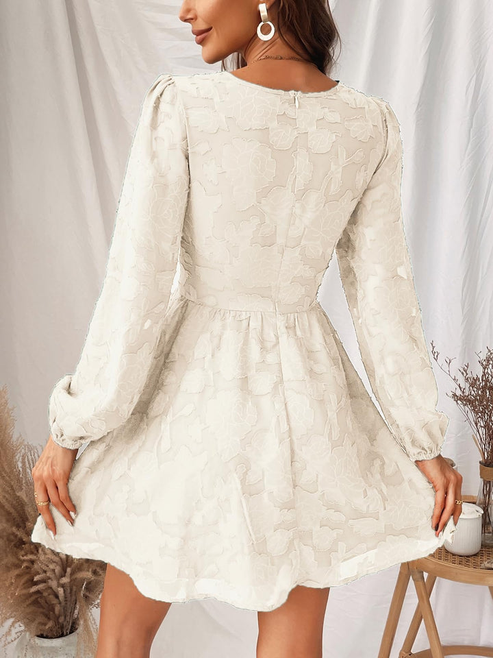 Virelle Dress Cupshe Women – Floral Lace V-Neck, Long Sleeves & Elegant A-Line Cut