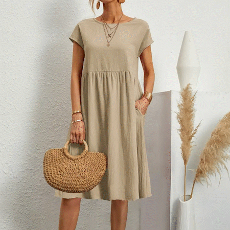 Summer Dress for Women Aria – Comfortable Empire Dress with Pockets & Light Short Sleeves