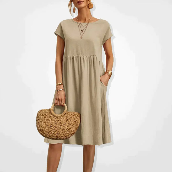 Summer Dress for Women Aria – Comfortable Empire Dress with Pockets & Light Short Sleeves