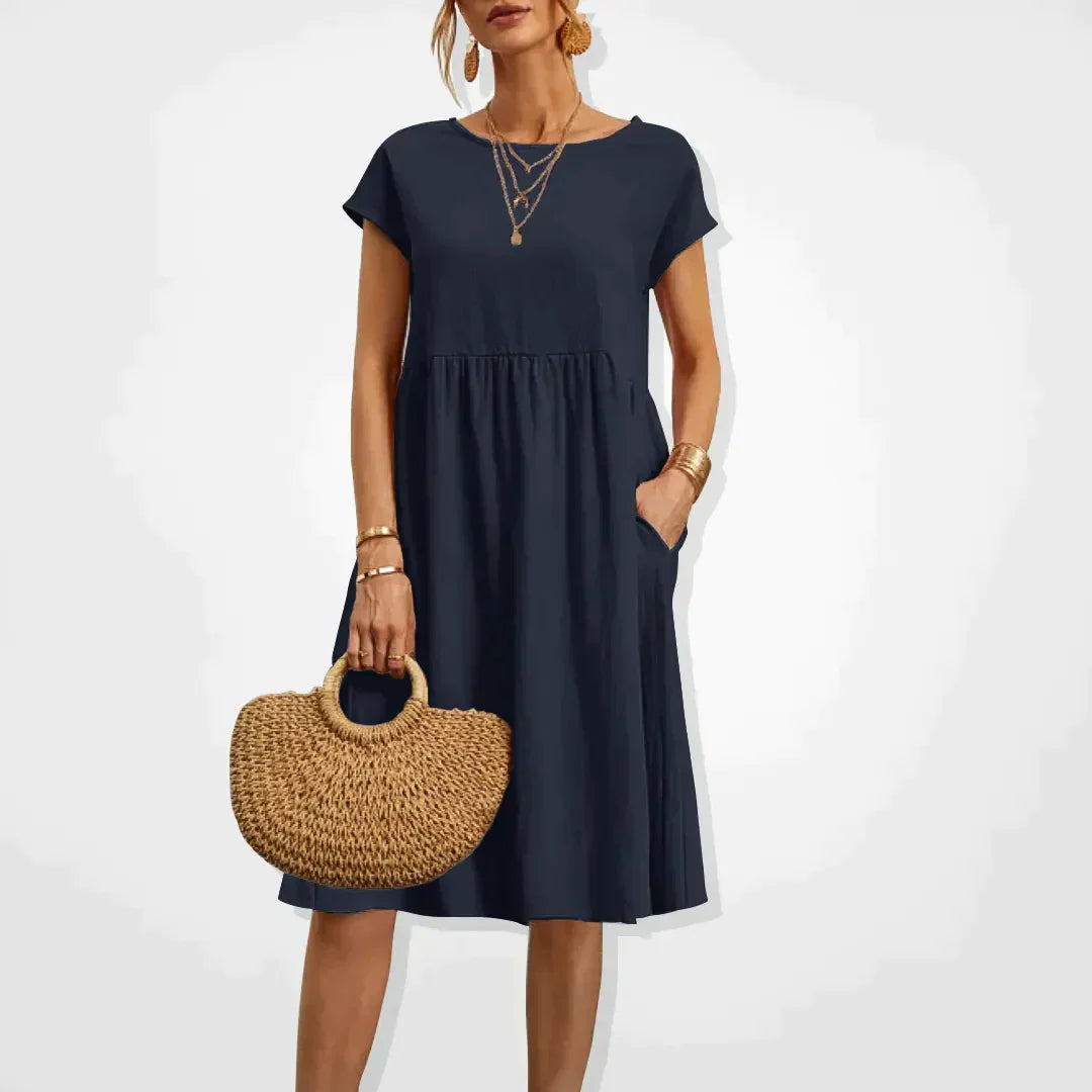 Summer Dress for Women Aria – Comfortable Empire Dress with Pockets & Light Short Sleeves