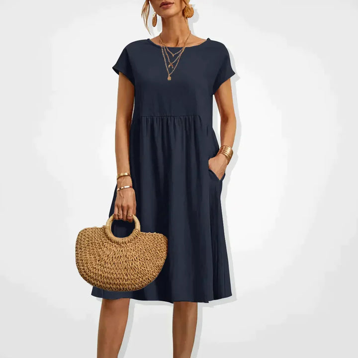 Summer Dress for Women Aria – Comfortable Empire Dress with Pockets & Light Short Sleeves