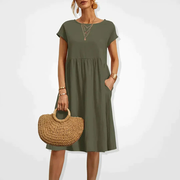 Summer Dress for Women Aria – Comfortable Empire Dress with Pockets & Light Short Sleeves