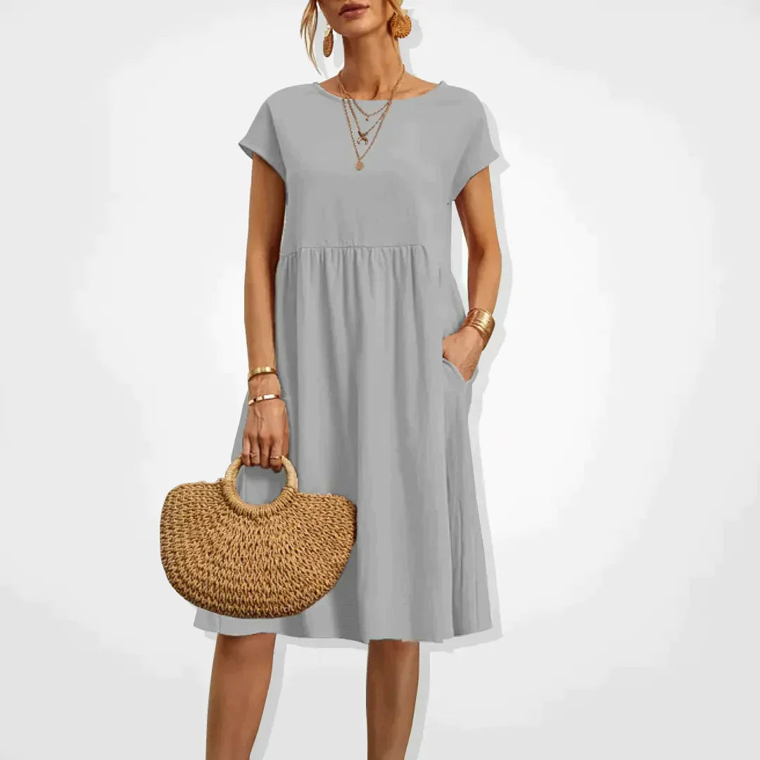 Summer Dress for Women Aria – Comfortable Empire Dress with Pockets & Light Short Sleeves
