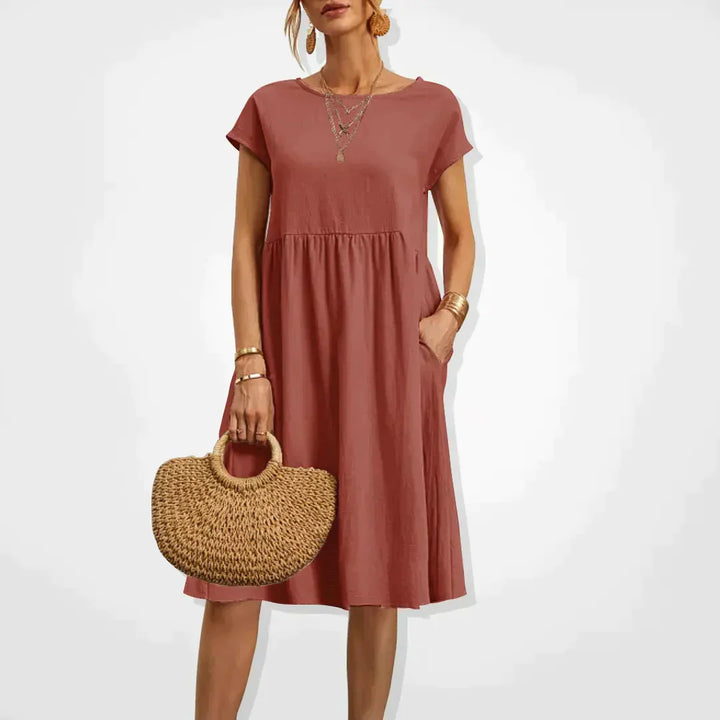 Summer Dress for Women Aria – Comfortable Empire Dress with Pockets & Light Short Sleeves