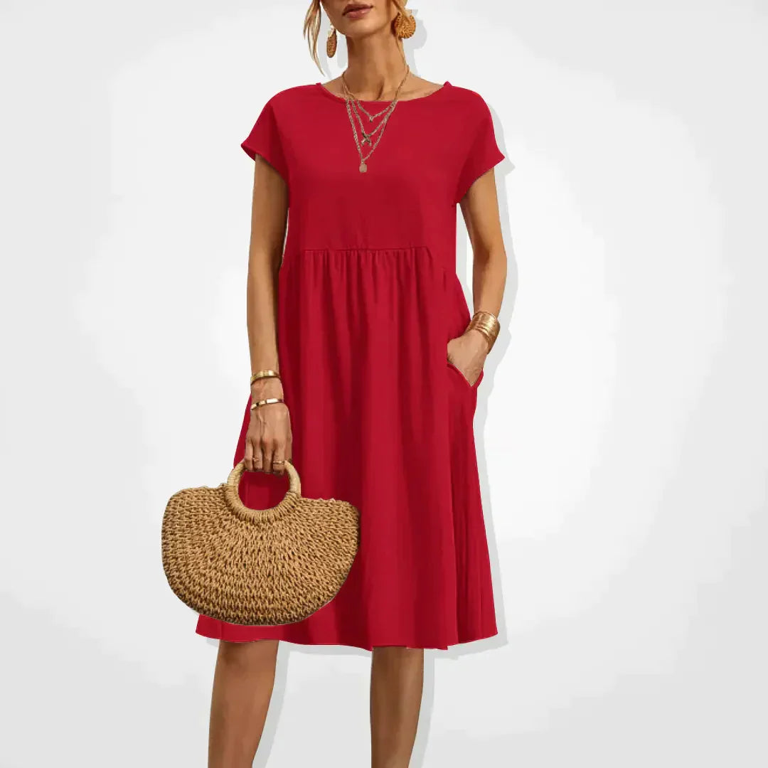 Summer Dress for Women Aria – Comfortable Empire Dress with Pockets & Light Short Sleeves