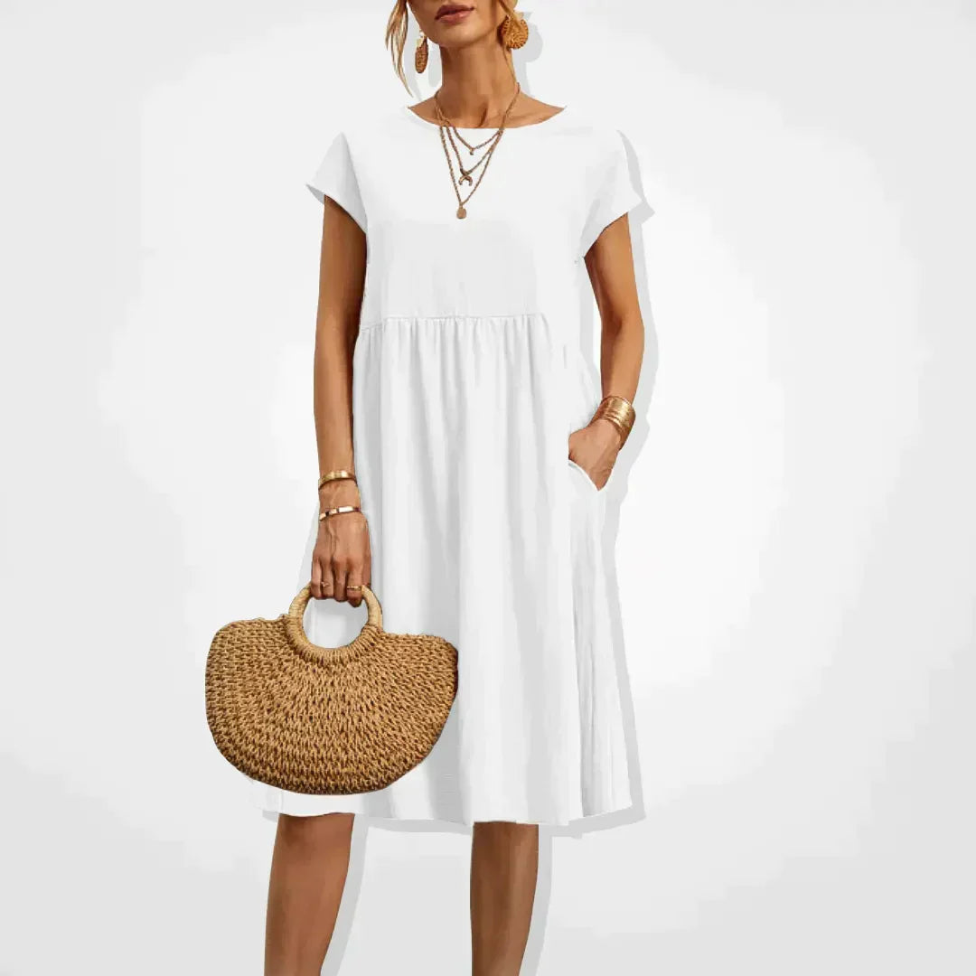 Summer Dress for Women Aria – Comfortable Empire Dress with Pockets & Light Short Sleeves