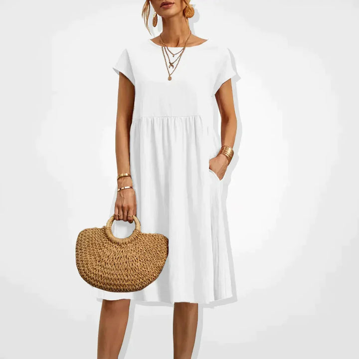 Summer Dress for Women Aria – Comfortable Empire Dress with Pockets & Light Short Sleeves