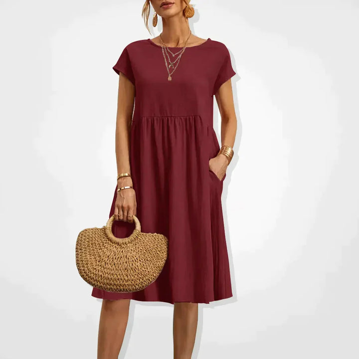Summer Dress for Women Aria – Comfortable Empire Dress with Pockets & Light Short Sleeves