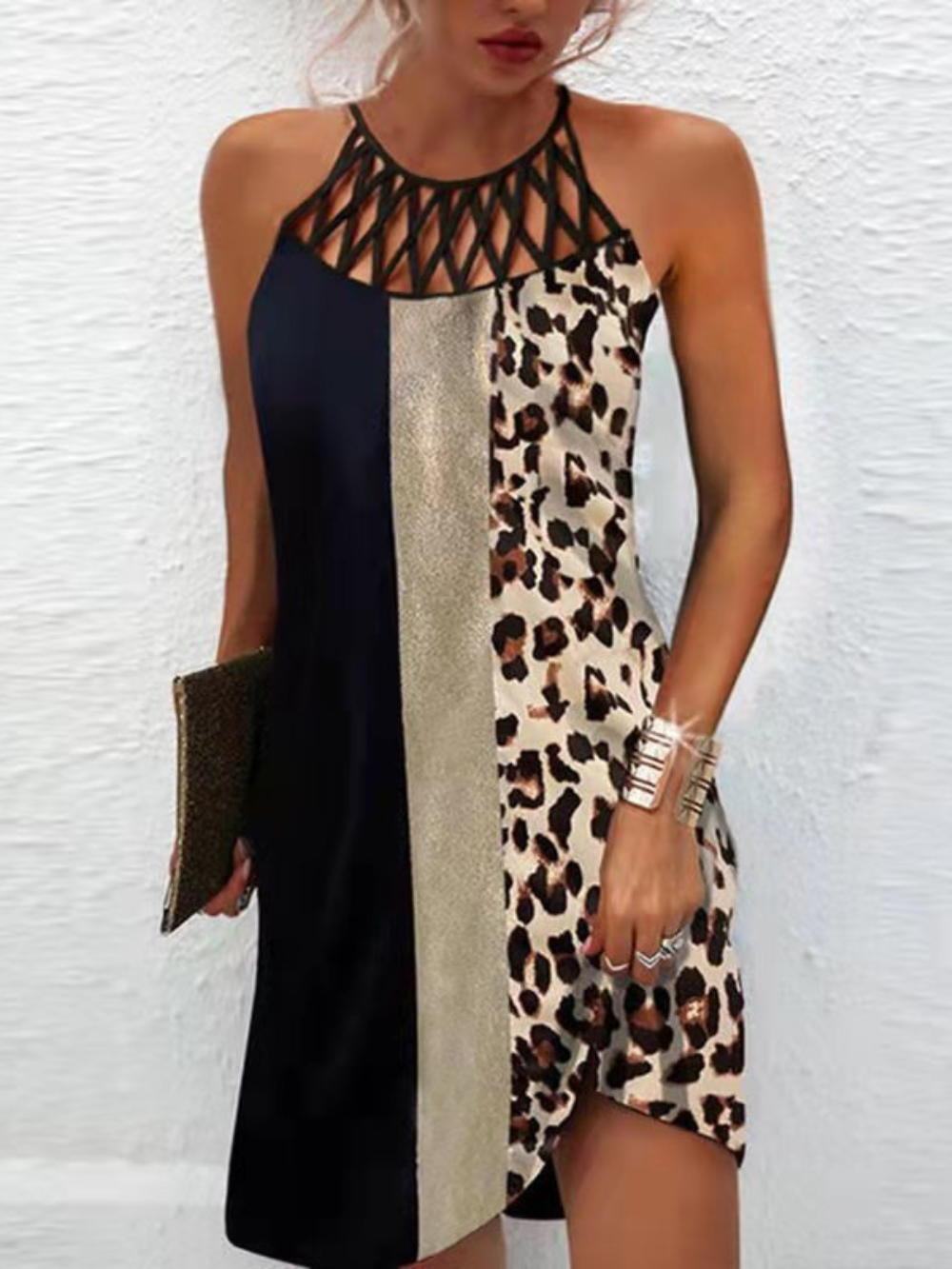 Emily Summer Dress for Women – Tropical Print Halter Dress with Flowing Cut for Beach & Brunch