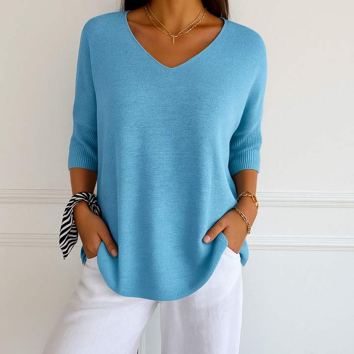 Coraline Women's V-Neck Sweater – Fine Knit, Soft & Elegant for a Refined Style