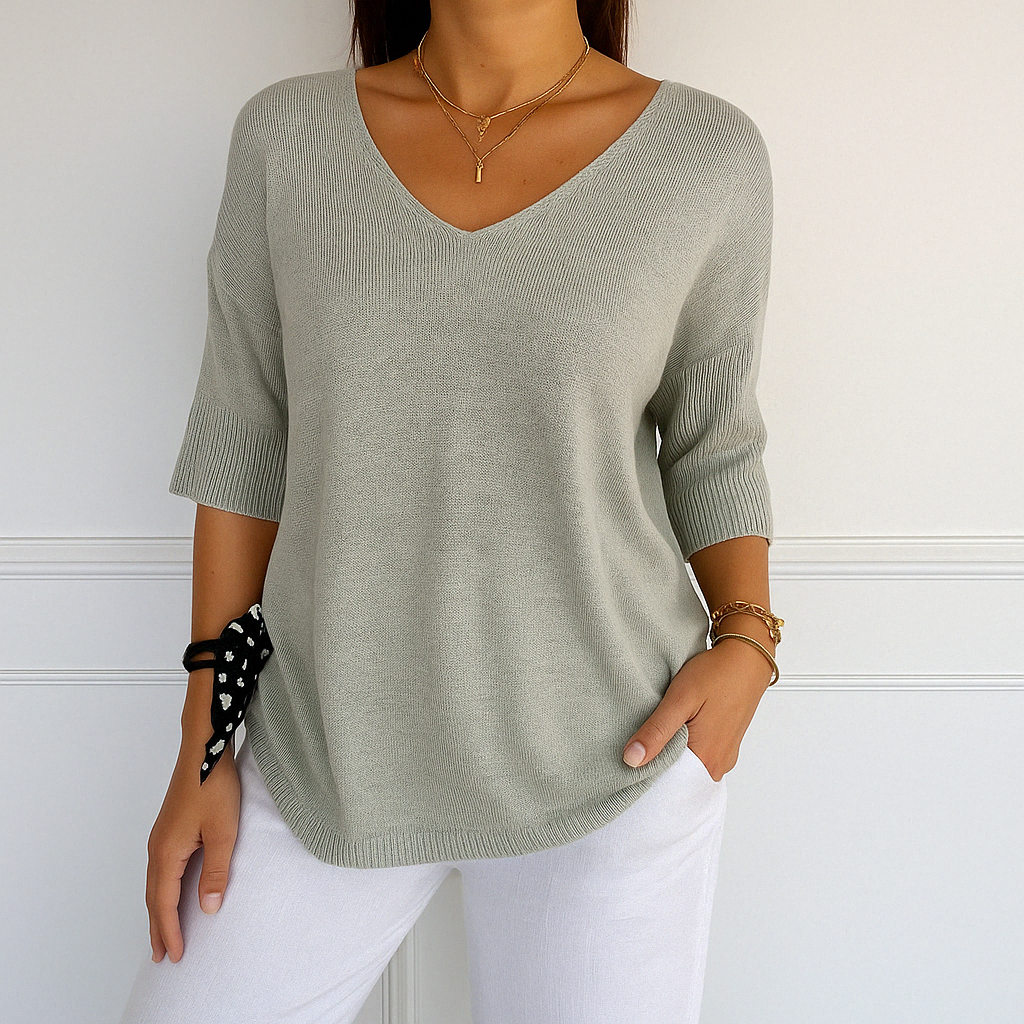 Coraline Women's V-Neck Sweater – Fine Knit, Soft & Elegant for a Refined Style