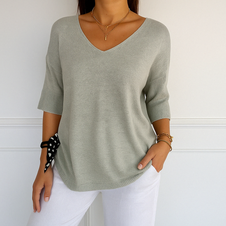 Coraline Women's V-Neck Sweater – Fine Knit, Soft & Elegant for a Refined Style