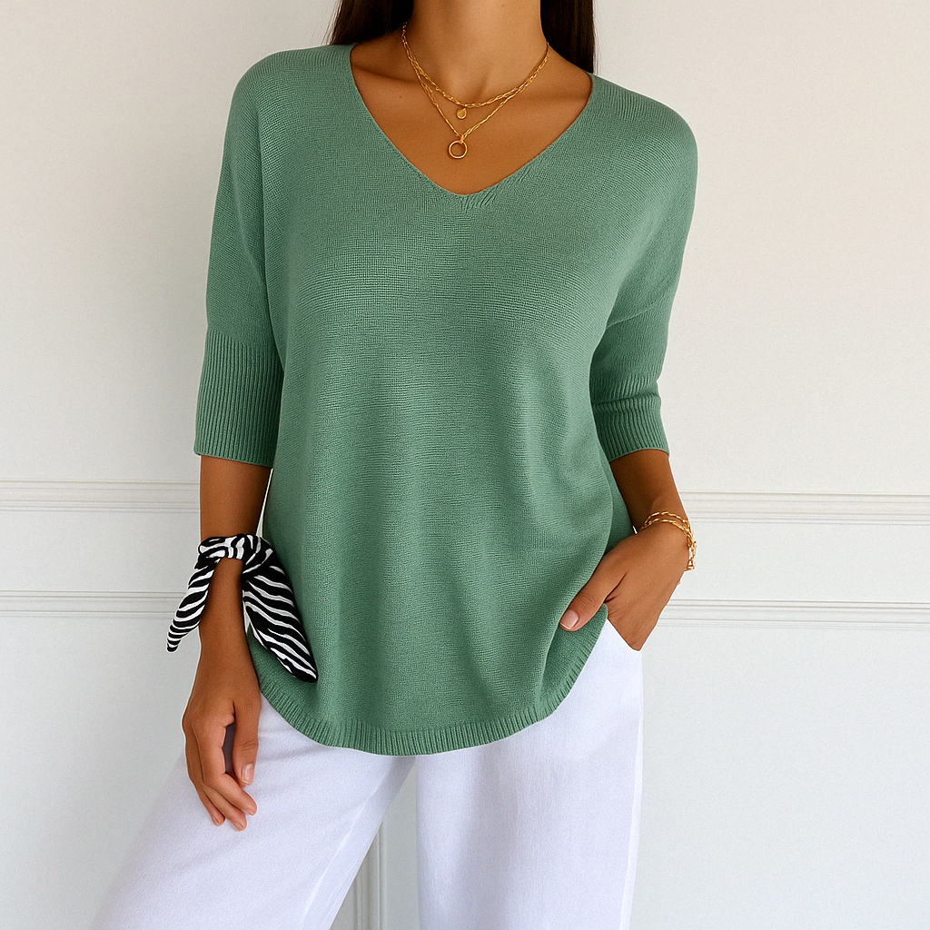 Coraline Women's V-Neck Sweater – Fine Knit, Soft & Elegant for a Refined Style