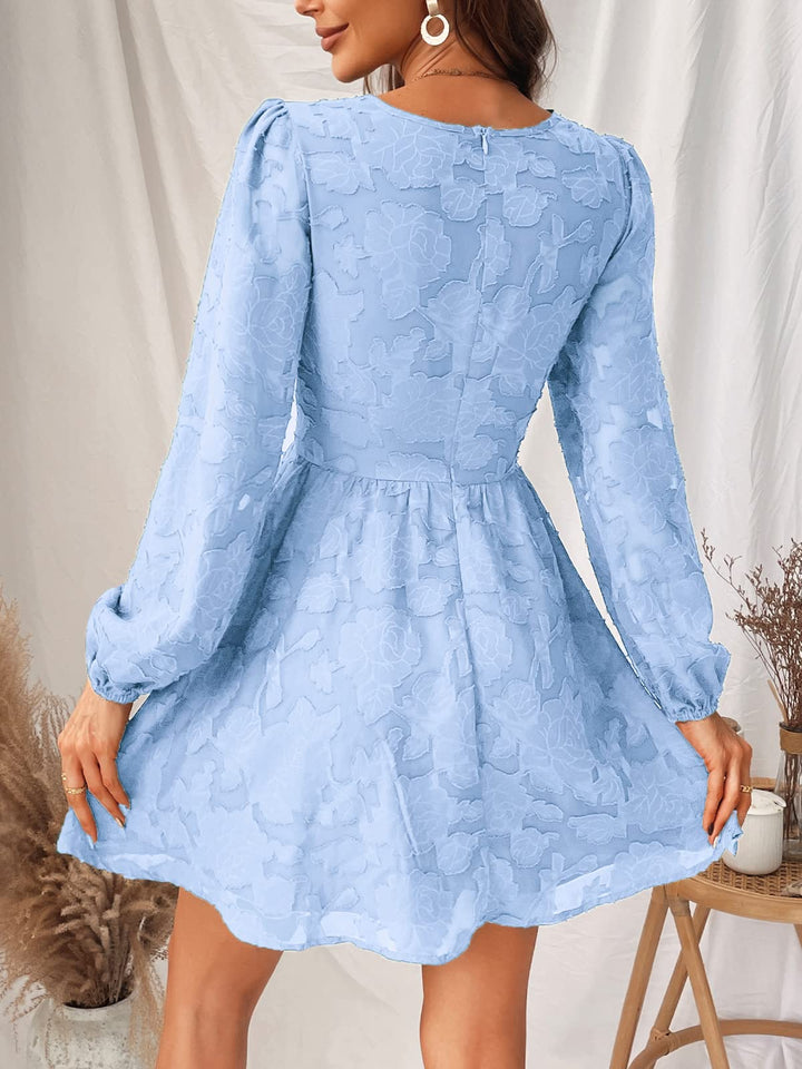 Virelle Dress Cupshe Women – Floral Lace V-Neck, Long Sleeves & Elegant A-Line Cut