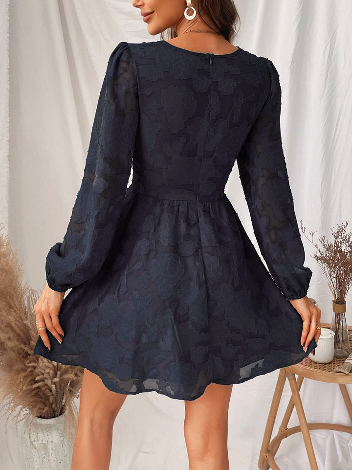 Virelle Dress Cupshe Women – Floral Lace V-Neck, Long Sleeves & Elegant A-Line Cut