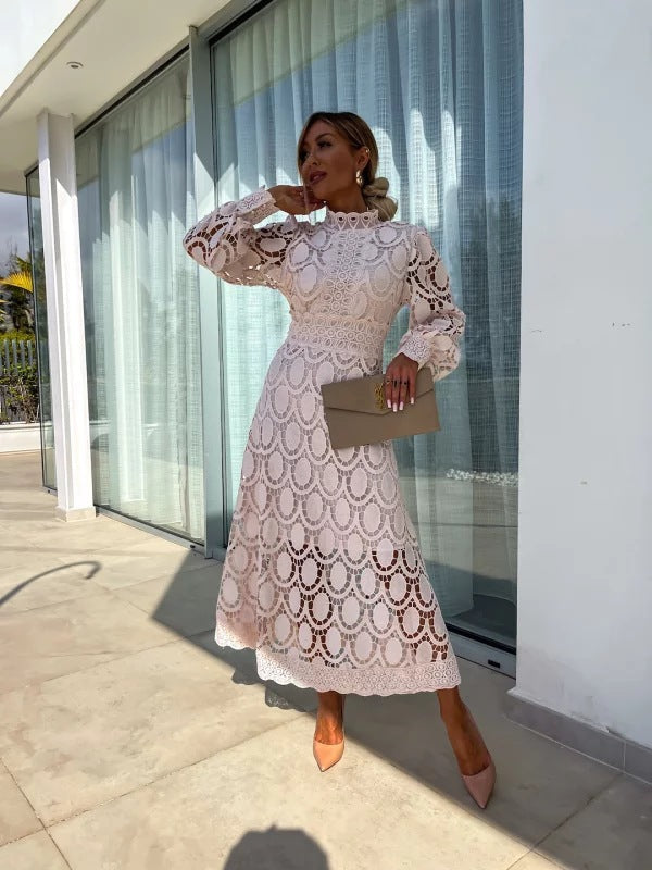 Celeste Elegant Women's Dress – Lace Dress with Long Sleeves for Chic Evenings