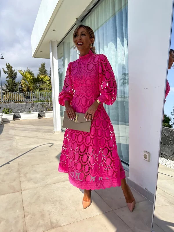 Celeste Elegant Women's Dress – Lace Dress with Long Sleeves for Chic Evenings