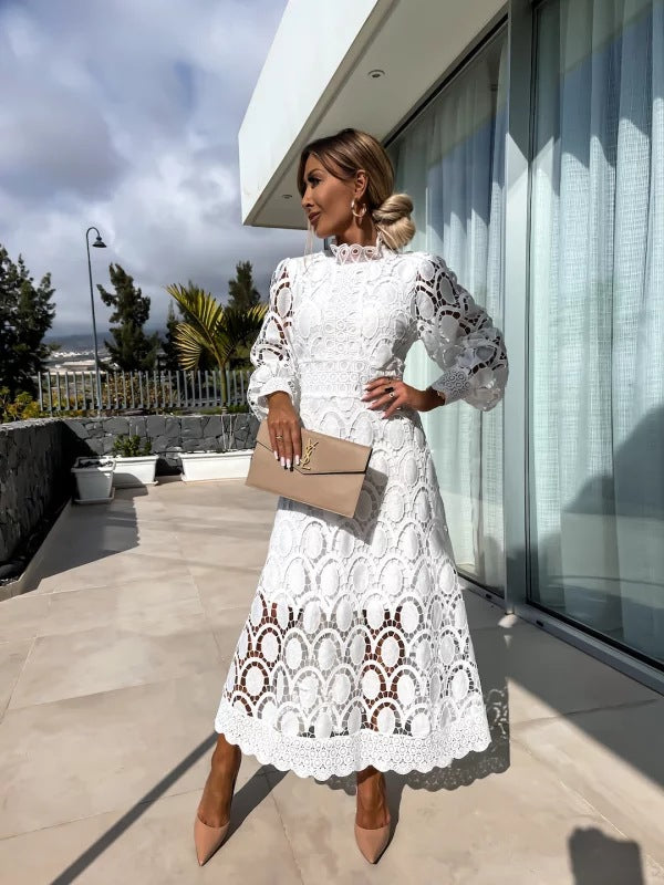 Celeste Elegant Women's Dress – Lace Dress with Long Sleeves for Chic Evenings