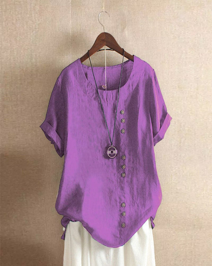 Lena Blouse Women – Lightweight Linen Blouse with Button Detail & Natural Look