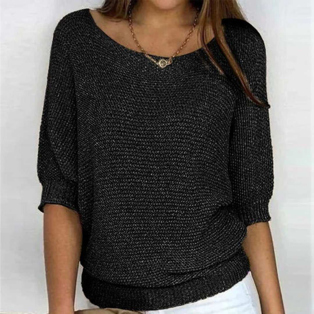 Lilah Lightweight Sweater – Fine Knit Sweater with Batwing Sleeves & Elegant Boat Neck