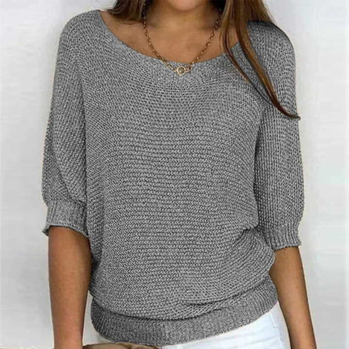 Lilah Lightweight Sweater – Fine Knit Sweater with Batwing Sleeves & Elegant Boat Neck