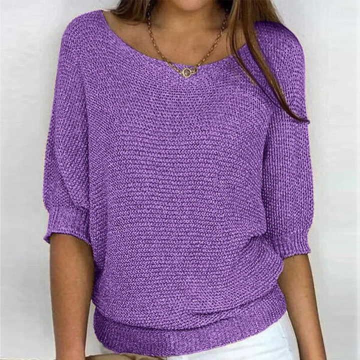 Lilah Lightweight Sweater – Fine Knit Sweater with Batwing Sleeves & Elegant Boat Neck