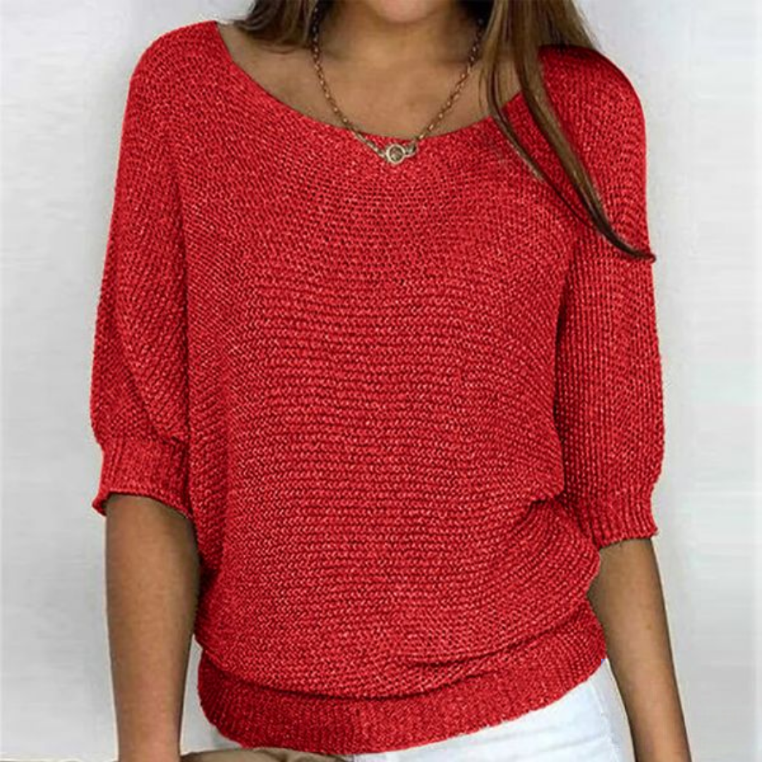 Lilah Lightweight Sweater – Fine Knit Sweater with Batwing Sleeves & Elegant Boat Neck
