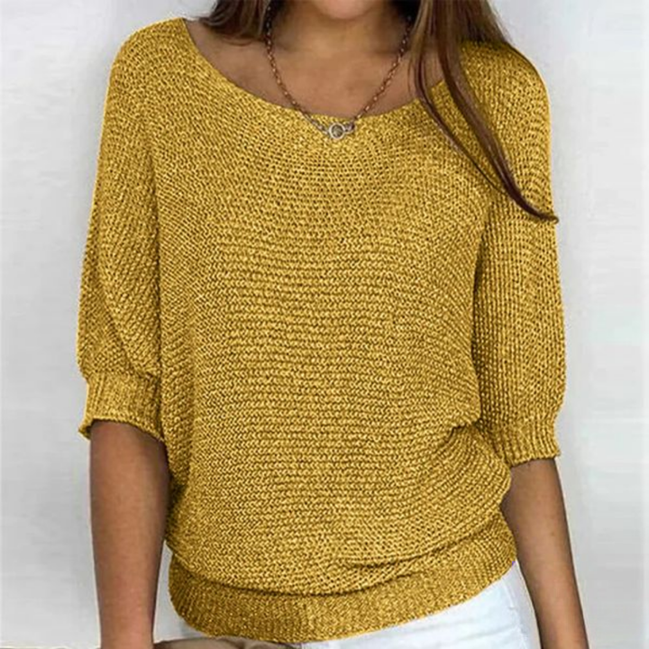Lilah Lightweight Sweater – Fine Knit Sweater with Batwing Sleeves & Elegant Boat Neck