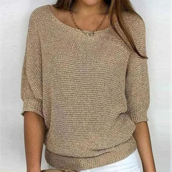 Lilah Lightweight Sweater – Fine Knit Sweater with Batwing Sleeves & Elegant Boat Neck