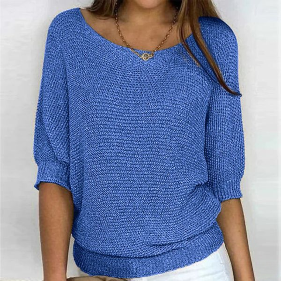 Lilah Lightweight Sweater – Fine Knit Sweater with Batwing Sleeves & Elegant Boat Neck